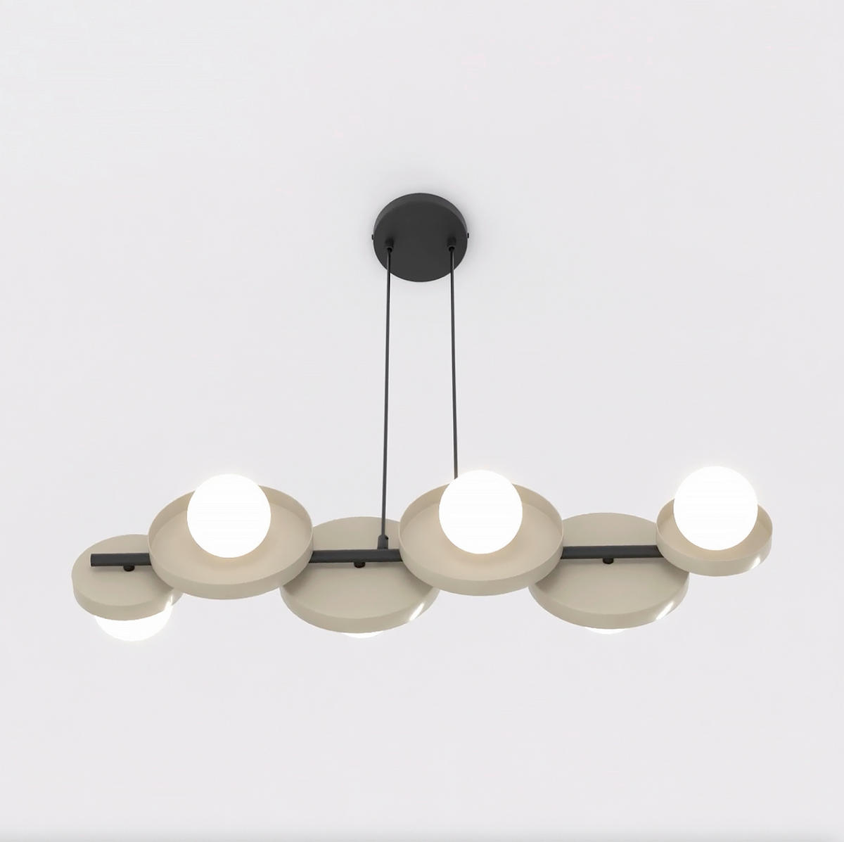 HÄNGELEUCHTE  85/23/120 cm    - Beige/Schwarz, Trend, Glas/Metall (85/23/120cm)