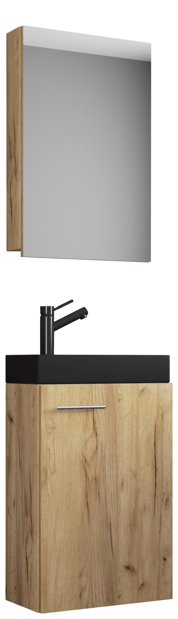 GÄSTBADRUM 41 cm  - honungsek/silver, Modern, trämaterial/glas (41cm) - MID.YOU