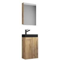 GÄSTBADRUM 41 cm  - honungsek/silver, Modern, trämaterial/glas (41cm) - MID.YOU