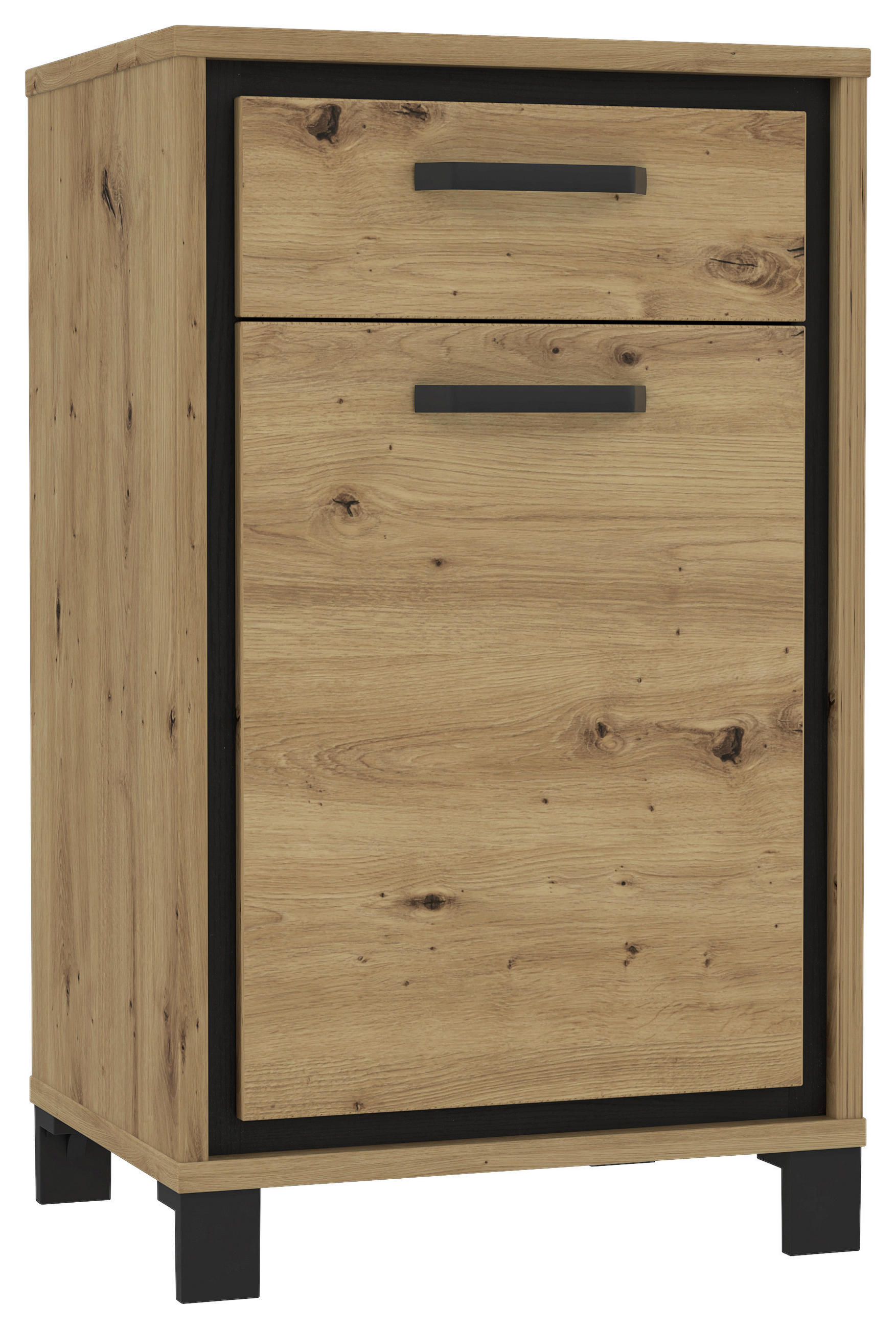 SCHUHSCHRANK Schwarz, Eichefarben  - Eichefarben/Schwarz, Basics, Holzwerkstoff/Kunststoff (54,4/90,9/41,5cm) - Livetastic