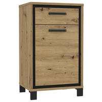 SCHUHSCHRANK Schwarz, Eichefarben  - Eichefarben/Schwarz, Basics, Holzwerkstoff/Kunststoff (54,4/90,9/41,5cm) - Livetastic