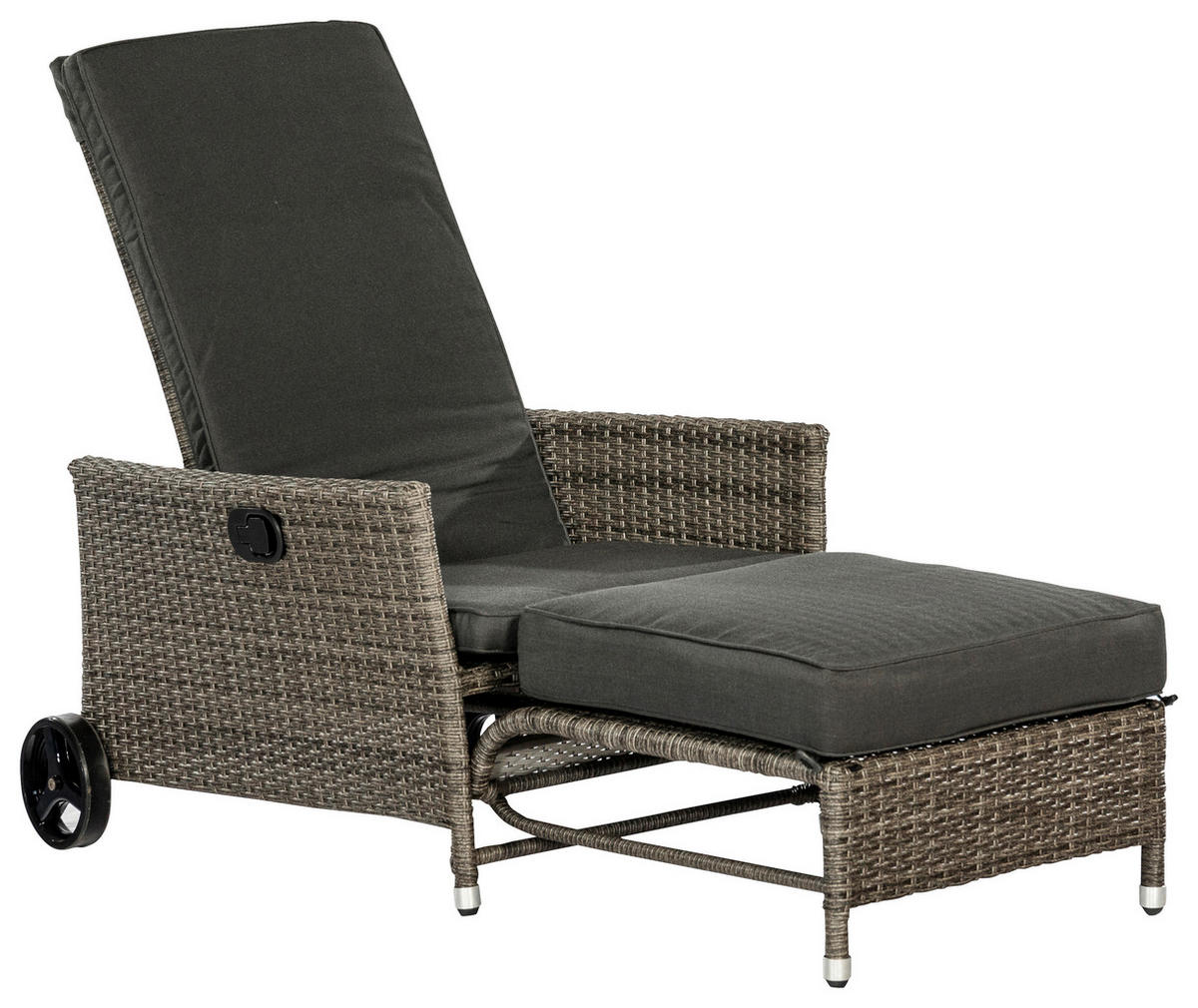 GARTENLIEGE 68/105/175 cm  - Dunkelgrau/Grau, KONVENTIONELL, Kunststoff/Textil (68/105/175cm) - Gardenson