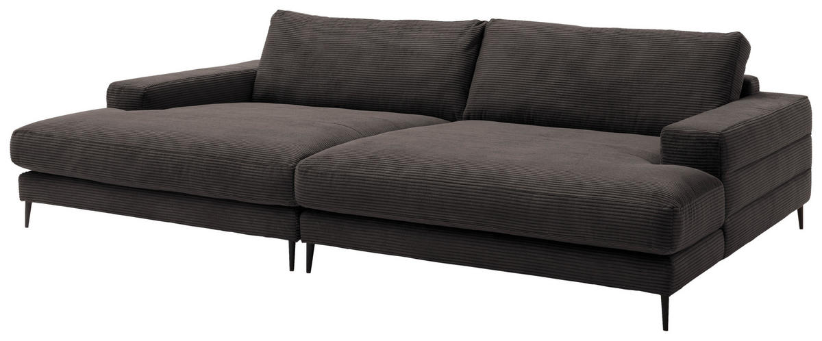 BIGSOFA Cord Dunkelbraun, Mokka  - Dunkelbraun/Schwarz, Design, Textil/Metall (296/83/177cm) - Dieter Knoll