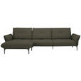 ECKSOFA in Echtleder Dunkelbraun  - Dunkelbraun/Schwarz, Design, Leder/Metall (182/325cm) - Valnatura