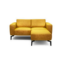 Zweisitzer inkl. Hocker Samt Gelb  - Gelb/Schwarz, Design, Textil/Metall (180/86/86-94cm) - SENSOO