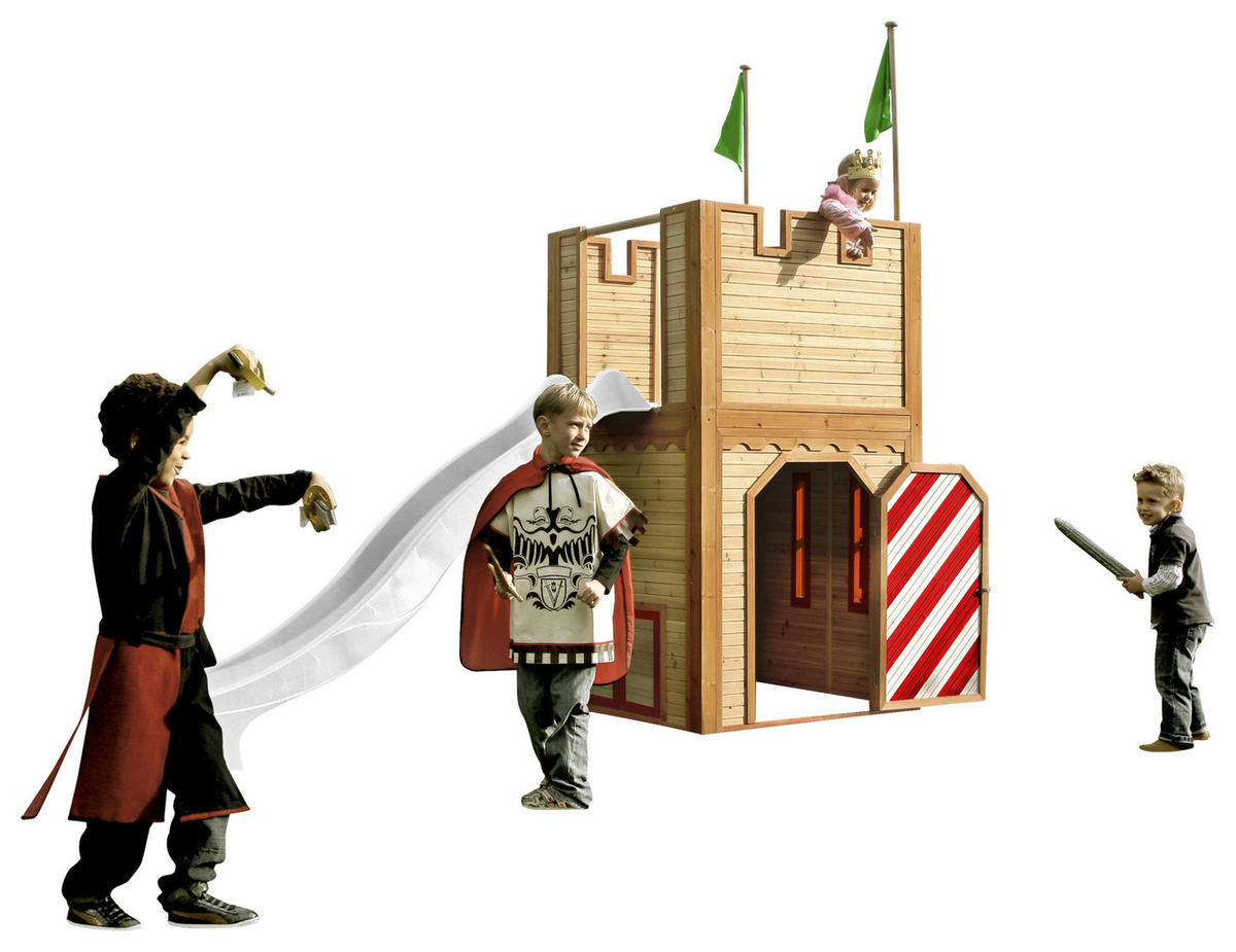 LEKHUS 319/195/110 cm  - vit/röd, Klassisk, trä/plast (319/195/110cm)