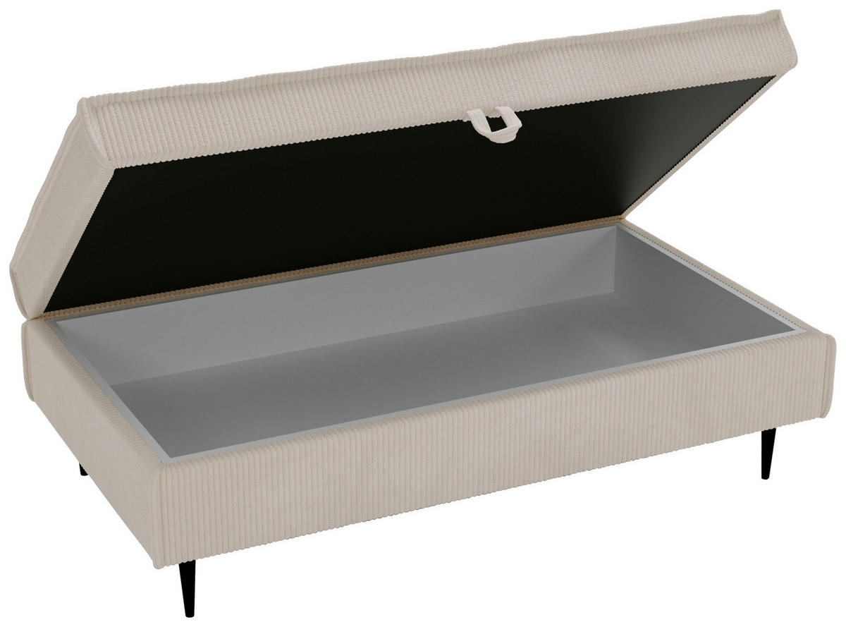 HOCKER in Textil Beige  - Beige/Schwarz, Design, Textil/Metall (135/45/75cm) - Livetastic