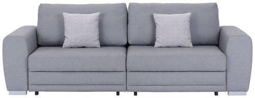 3-SITZER-SOFA Webstoff Grau  - Chromfarben/Grau, Design, Kunststoff/Textil (252/87/107cm) - Livetastic