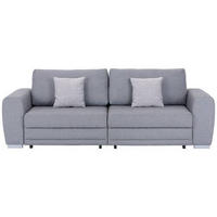 3-SITZER-SOFA in Webstoff Grau  - Chromfarben/Grau, Design, Kunststoff/Textil (252/87/107cm) - Livetastic