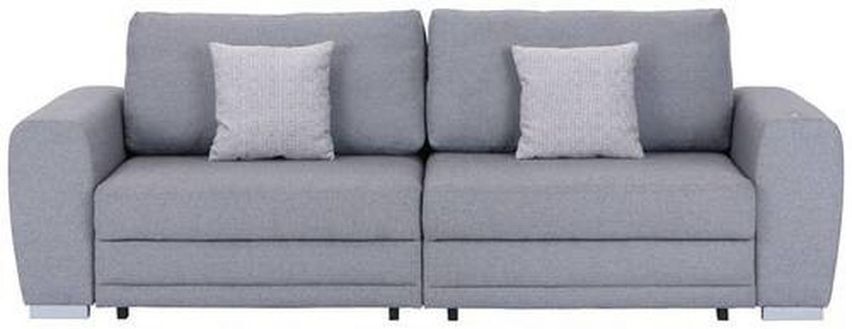 3-SITZER-SOFA in Webstoff Grau  - Chromfarben/Grau, Design, Kunststoff/Textil (252/87/107cm) - Livetastic