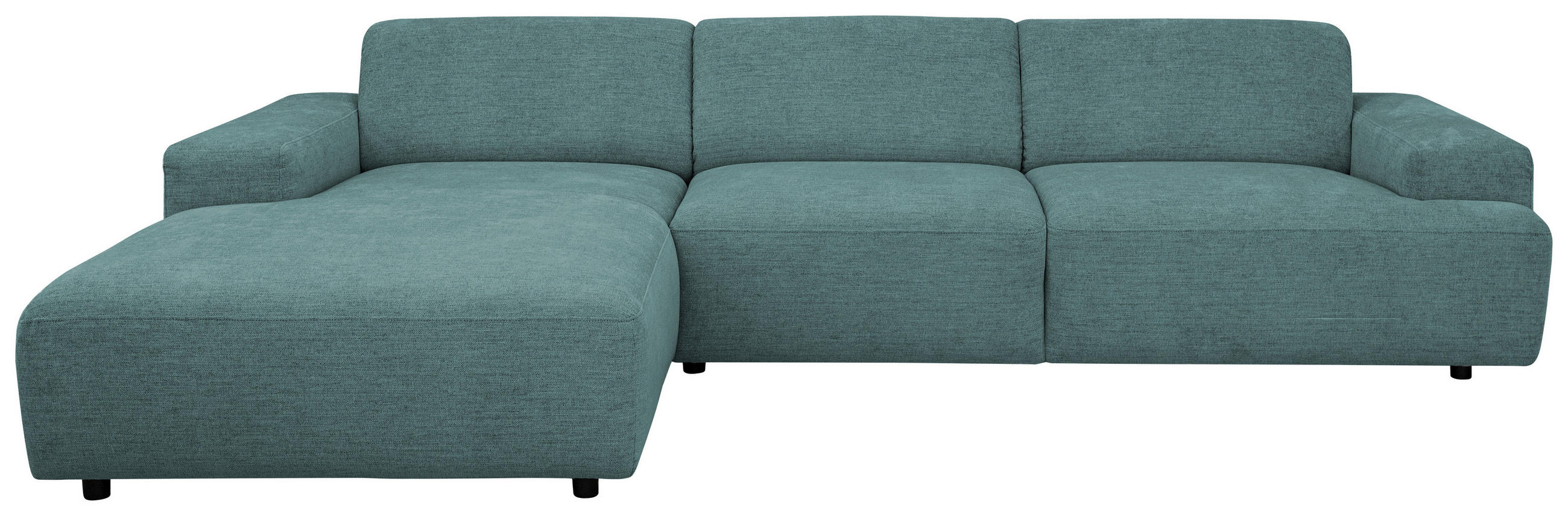 ECKSOFA Petrol Flachgewebe Rücken echt  - Petrol/Schwarz, KONVENTIONELL, Kunststoff/Textil (184/294cm) - Hom`in