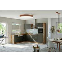 ECKKÜCHE 210/270 cm  in Anthrazit, Eiche Wotan  - Chromfarben/Anthrazit, MODERN, Holzwerkstoff/Metall (210/270cm) - Held