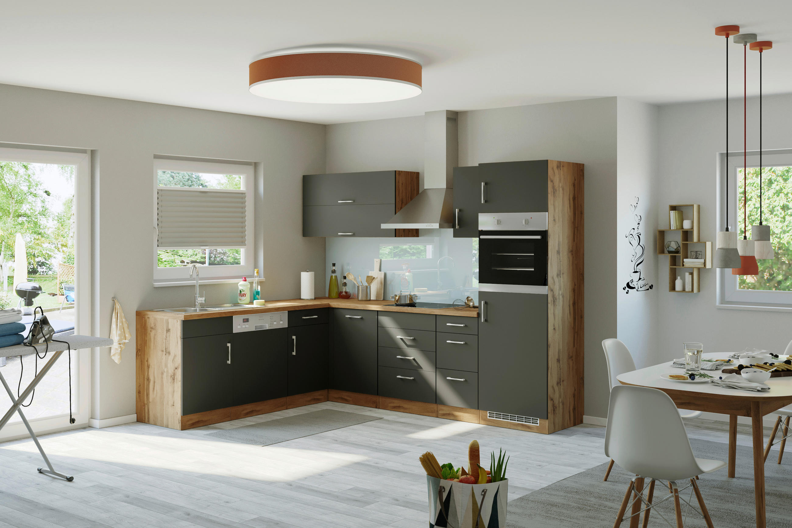 Eckküche Winkelblock Mit Geräte 270x210 cm Anthrazit