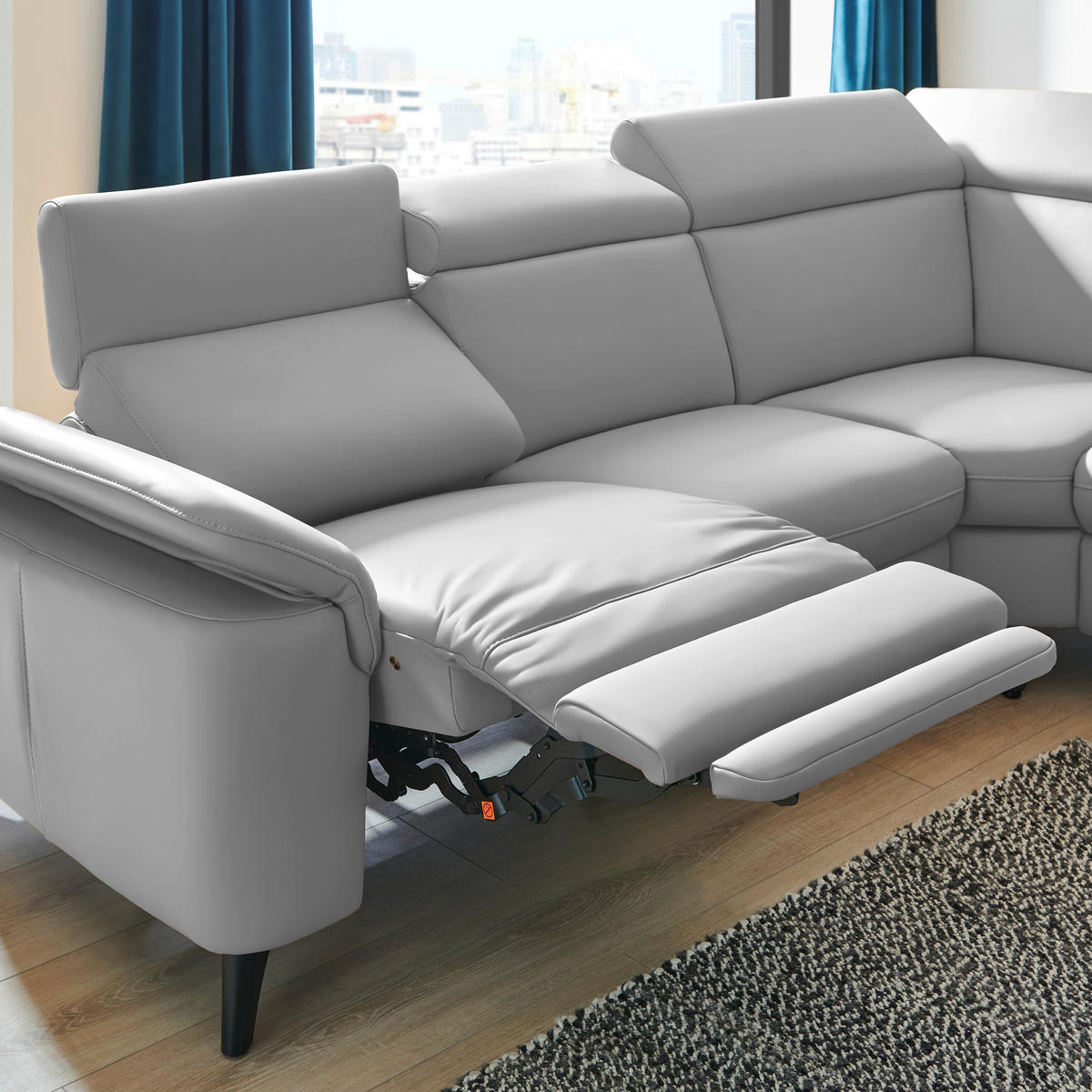 ECKSOFA  in Echtleder Grau  285/239 cm  - Schwarz/Grau, Design, Leder/Metall (285/239cm) - Cantus