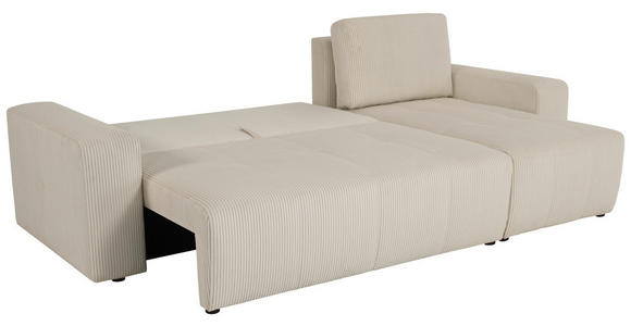 ECKSCHLAFSOFA  mit Cord Creme  - Creme/Schwarz, KONVENTIONELL, Textil (248/146cm) - Xora
