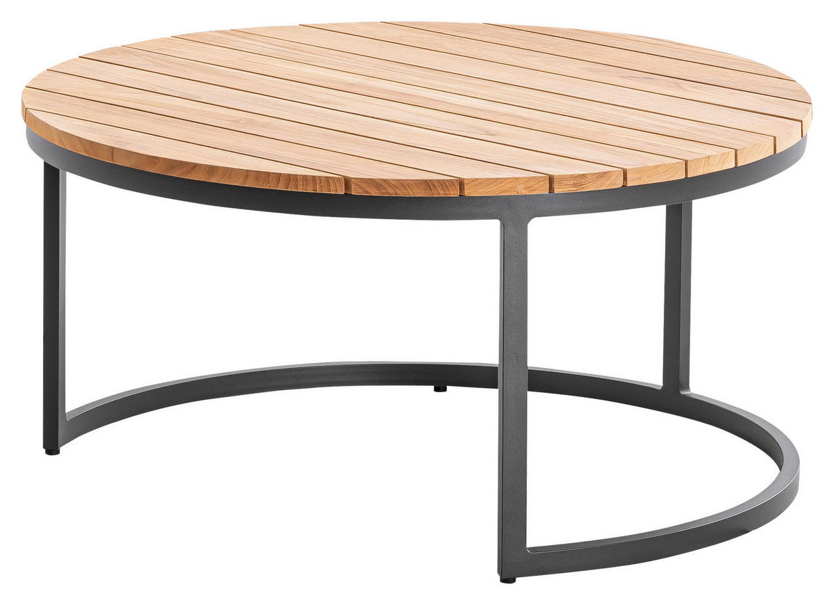 LOUNGETISCH 80/80/41 cm Holz  - Anthrazit/Teakfarben, Basics, Holz/Metall (80/80/41cm)