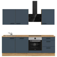 KÜCHENLEERBLOCK 240 cm   in Blau, Eichefarben  - Blau/Eichefarben, MODERN, Holzwerkstoff/Metall (240cm) - Nobilia