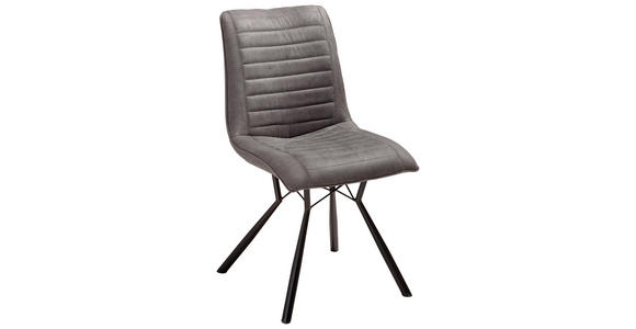STUHL in Eisen Mikrofaser Metall, Textil - Anthrazit/Schwarz, Design, Textil/Metall (48/87/62,5cm) - Xora