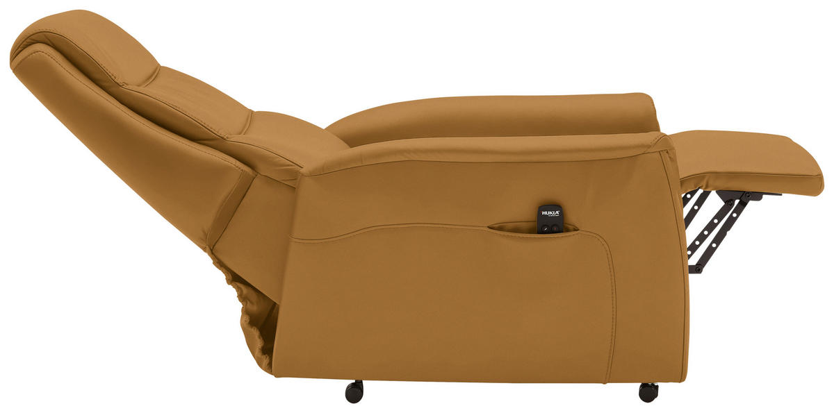 FERNSEHSESSEL Valdera  mit Relaxfunktion, Aufstehhilfe, Rücken echt Echtleder Senfgelb  - Senfgelb/Schwarz, KONVENTIONELL, Leder/Kunststoff (70/107/88cm) - Livetastic