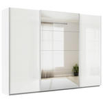 SCHWEBETÜRENSCHRANK  in Weiß Hochglanz, Weiß  - Weiß Hochglanz/Alufarben, KONVENTIONELL, Glas/Holzwerkstoff (315/229/62cm) - Xora