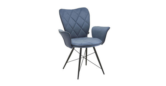 ARMLEHNSTUHL in Blau, Grau, Schwarz - Blau/Schwarz, Design, Textil/Metall (57,5/89,5/61cm) - Hom`in