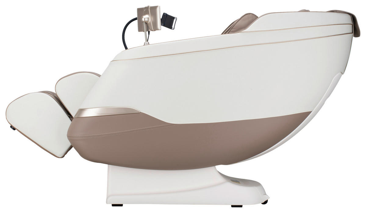 MASSAGESESSEL M Series  mit Lederlook Weiß, Hellbraun Relaxfunktion, Liegefunktion, Netzbetrieb, Massagefunktion, ausziehbare Fußstütze, automatische Rückholfunktion, Bluetooth-Lautsprecher, inklusive Armlehnen, Nackenkissen abnehmbar Rückenkissen, Nackenstütze, Sitzkissen, Relaxfunktion, Fußteilverstellung, Nackenkissen  - Hellbraun/Schwarz, KONVENTIONELL, Kunststoff/Textil (75,5/113/147,3cm) - Novel