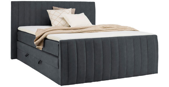 BOXSPRINGBETT 180/200 cm  in Dunkelgrau  - Dunkelgrau/Schwarz, KONVENTIONELL, Kunststoff/Textil (180/200cm) - Carryhome