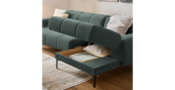ECKSOFA in Chenille Waldgrün  311/167 cm  - Waldgrün/Schwarz, Design, Textil/Metall (311/167cm) - Xora