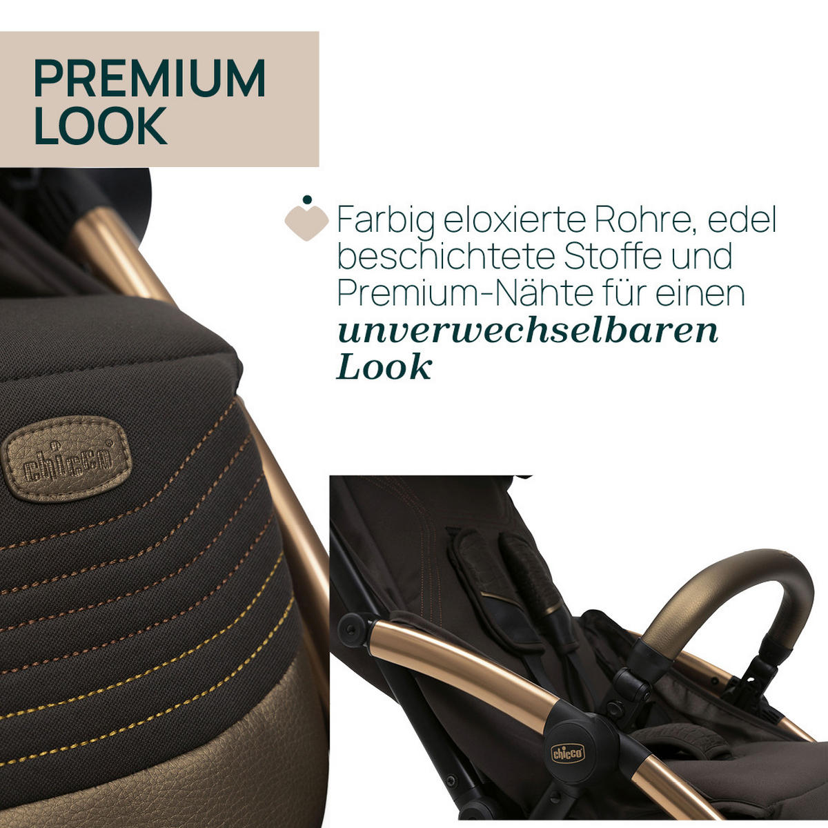 BUGGY GOODY XPLUS  - Bronzefarben, Basics, Textil/Metall (47/86/106cm) - Chicco