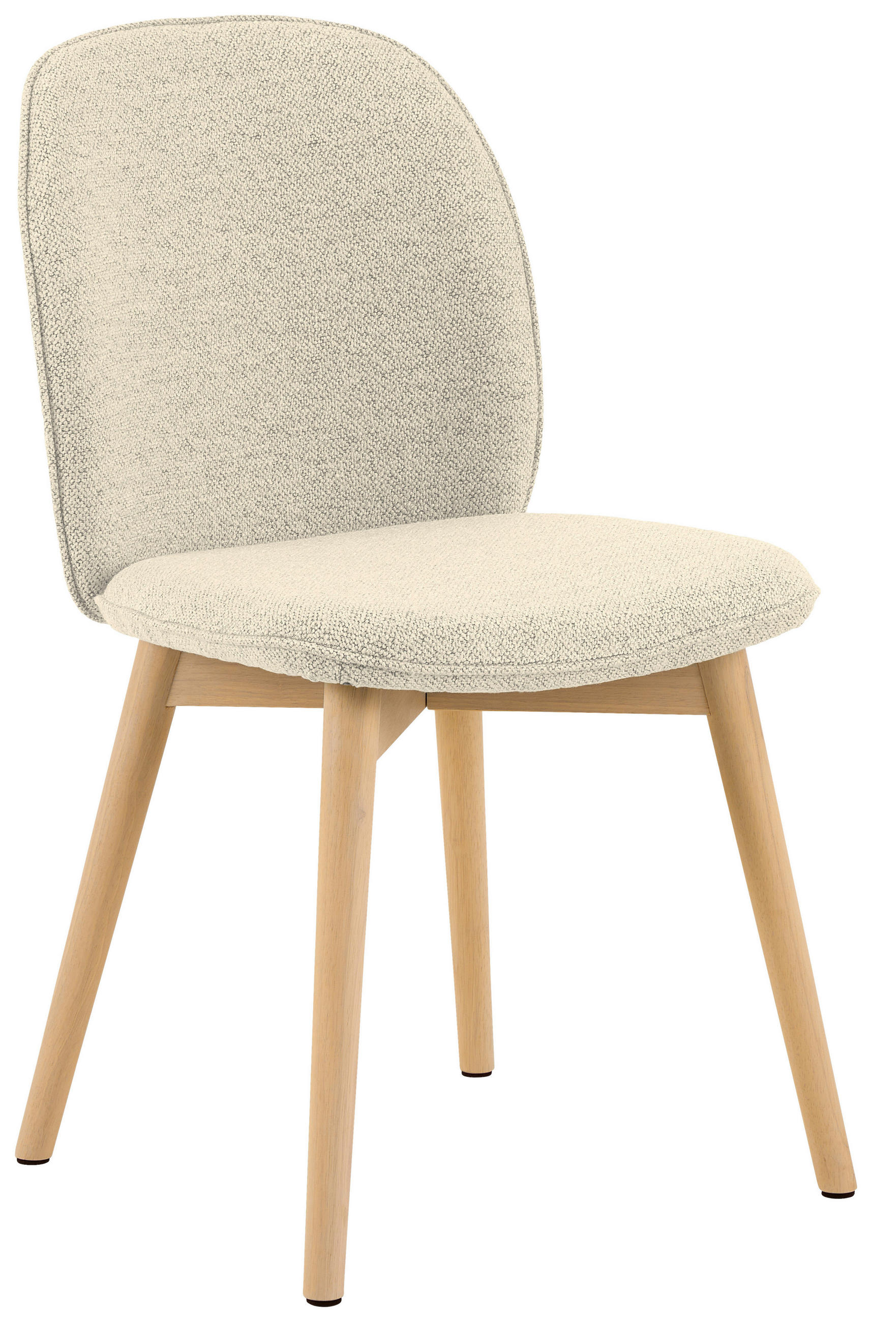STUHL Bouclé  - Eiche Bianco/Creme, Design, Holz/Textil (49/89/56cm) - MID.YOU