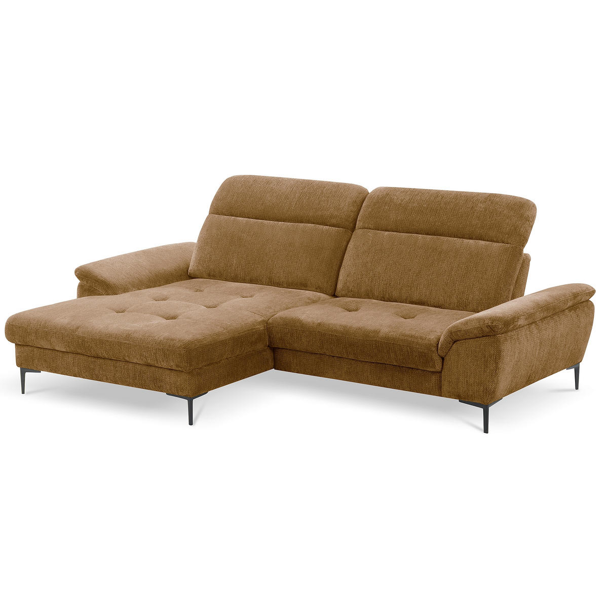 ECKSOFA  Webstoff Rostfarben  - Rostfarben/Schwarz, Design, Textil/Metall (195/268cm) - Livetastic