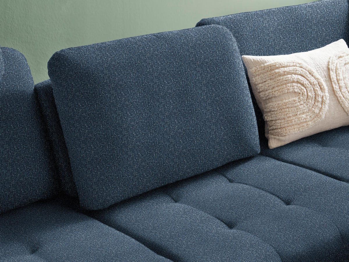 ECKSOFA in Bouclé Blau  - Blau/Schwarz, Natur, Textil/Metall (288/233cm) - Valnatura