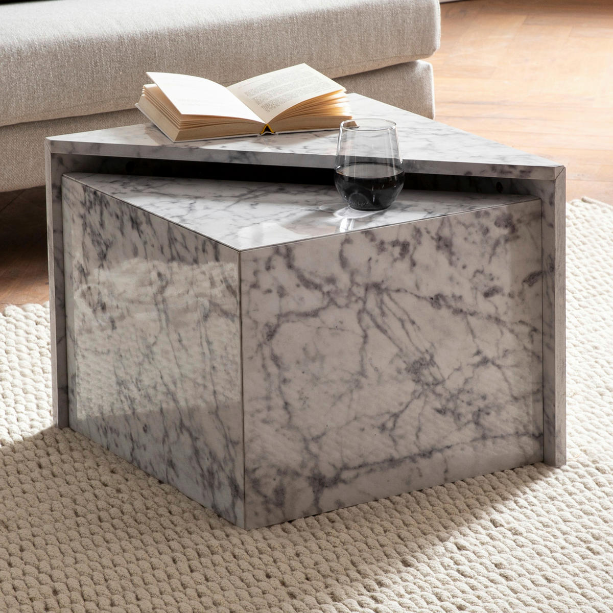 COUCHTISCH in Holzwerkstoff 50/50/41,5 cm   - Weiss/Grau, Lifestyle, Holzwerkstoff (50/50/41,5cm) - Livetastic
