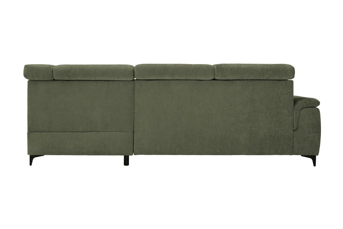 ECKSOFA Dunkelgrün Chenille Bettkasten, Schlaffunktion, Rücken echt, Kopfteilverstellung, Liegefläche im Originalstoff  - Dunkelgrün/Schwarz, KONVENTIONELL, Textil/Metall (265/206cm) - Carryhome