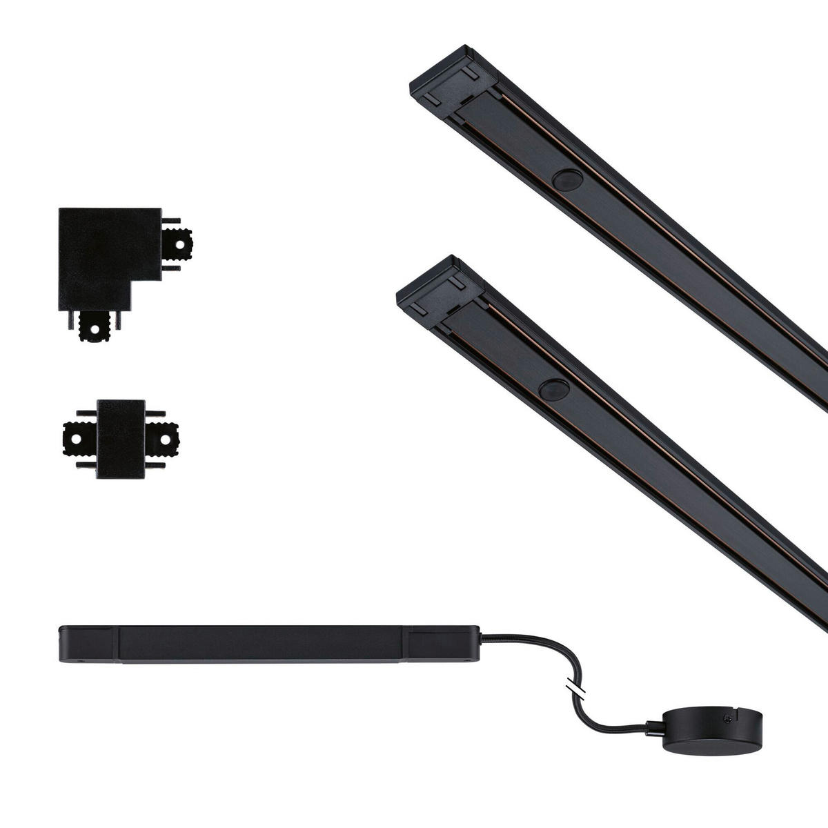 SCHIENENSYSTEM Veya Starter-Set 147,0/3,0/2,4 cm  - Schwarz, Design, Kunststoff/Metall (147,0/3,0/2,4cm) - Paulmann