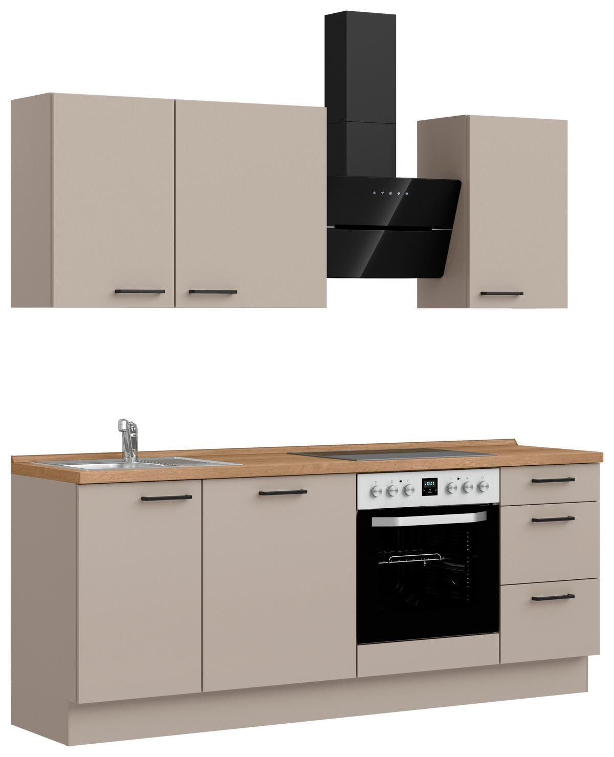 KÜCHENBLOCK Easytouch 210 cm  in Eichefarben, Sandfarben  - Sandfarben/Eichefarben, MODERN, Holzwerkstoff/Metall (210cm) - Nobilia