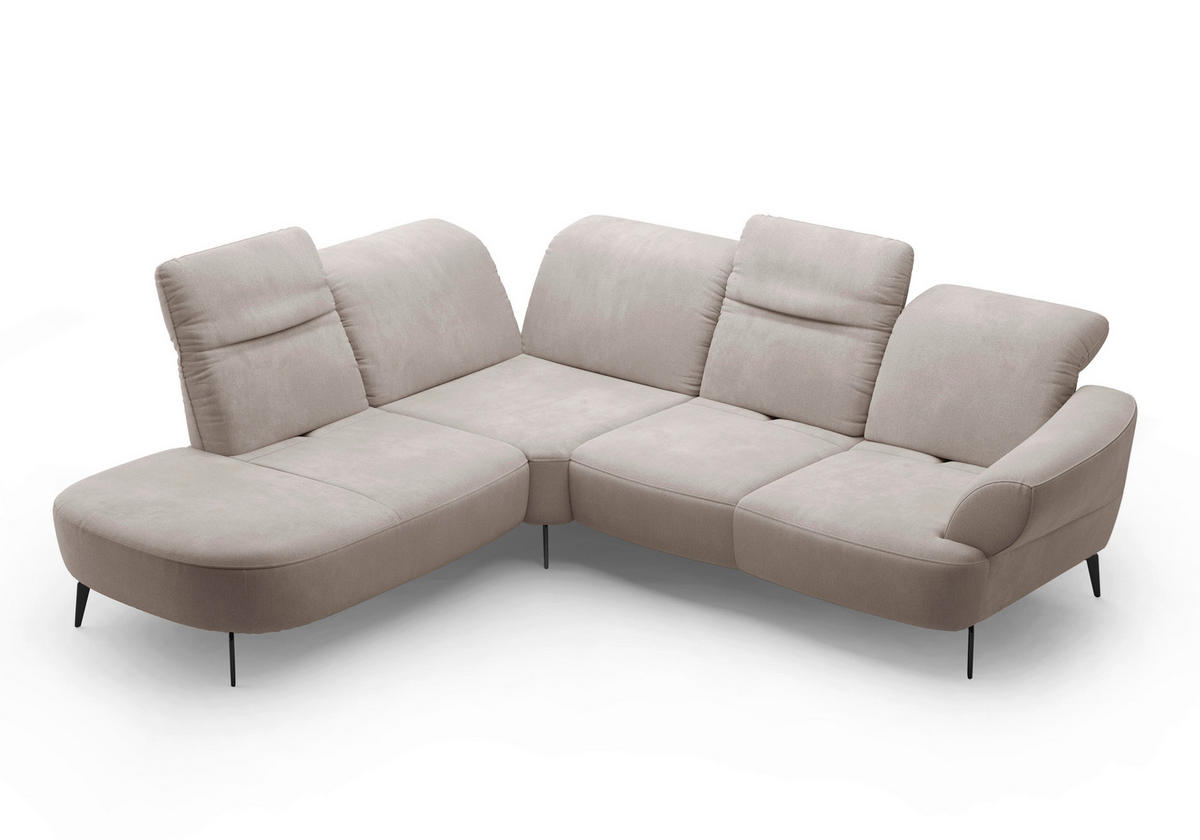 ECKSOFA in Flachgewebe Greige  270/302 cm  - Greige/Schwarz, MODERN, Textil/Metall (270/302cm) - Sit & More