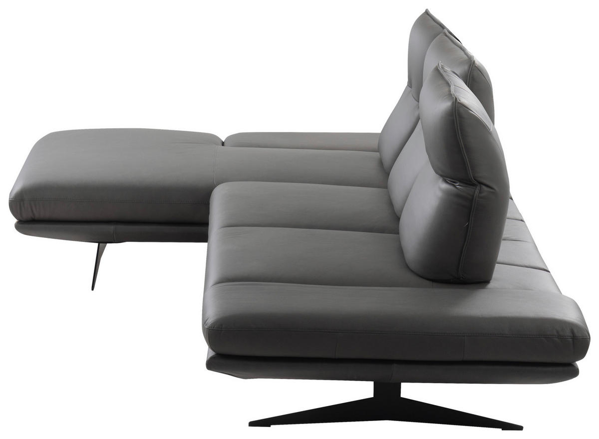 Colțar, piele, gri închis - gri închis/negru, Design, metal/piele (180/291cm) - Celina Home