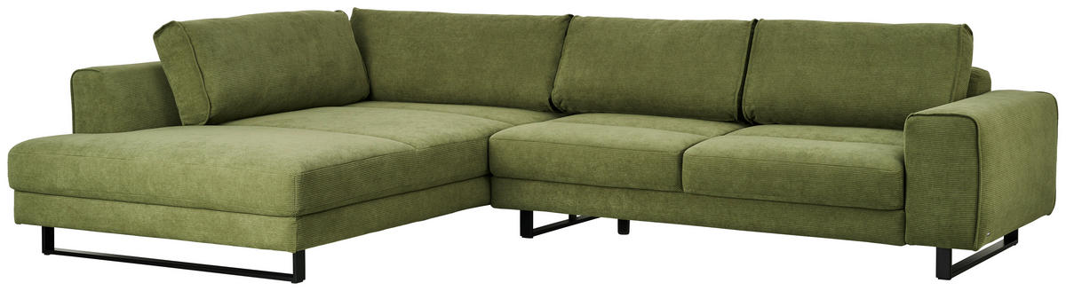 ECKSOFA Cord Olivgrün  - Schwarz/Olivgrün, Design, Textil/Metall (211/314cm) - Sedda