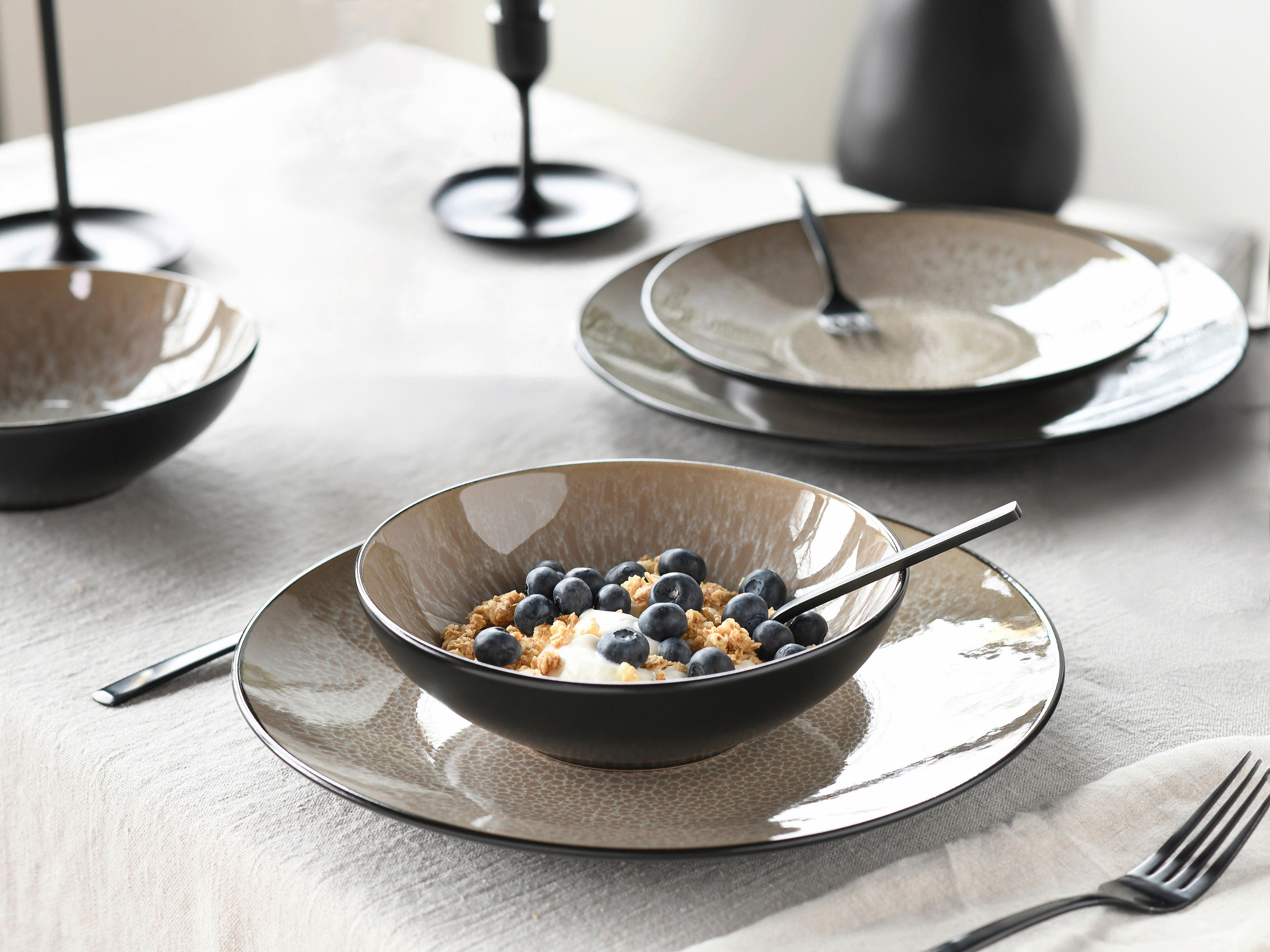 SERVIS Malmö beige 18 delar  - beige/svart, Basics, keramik - Creatable