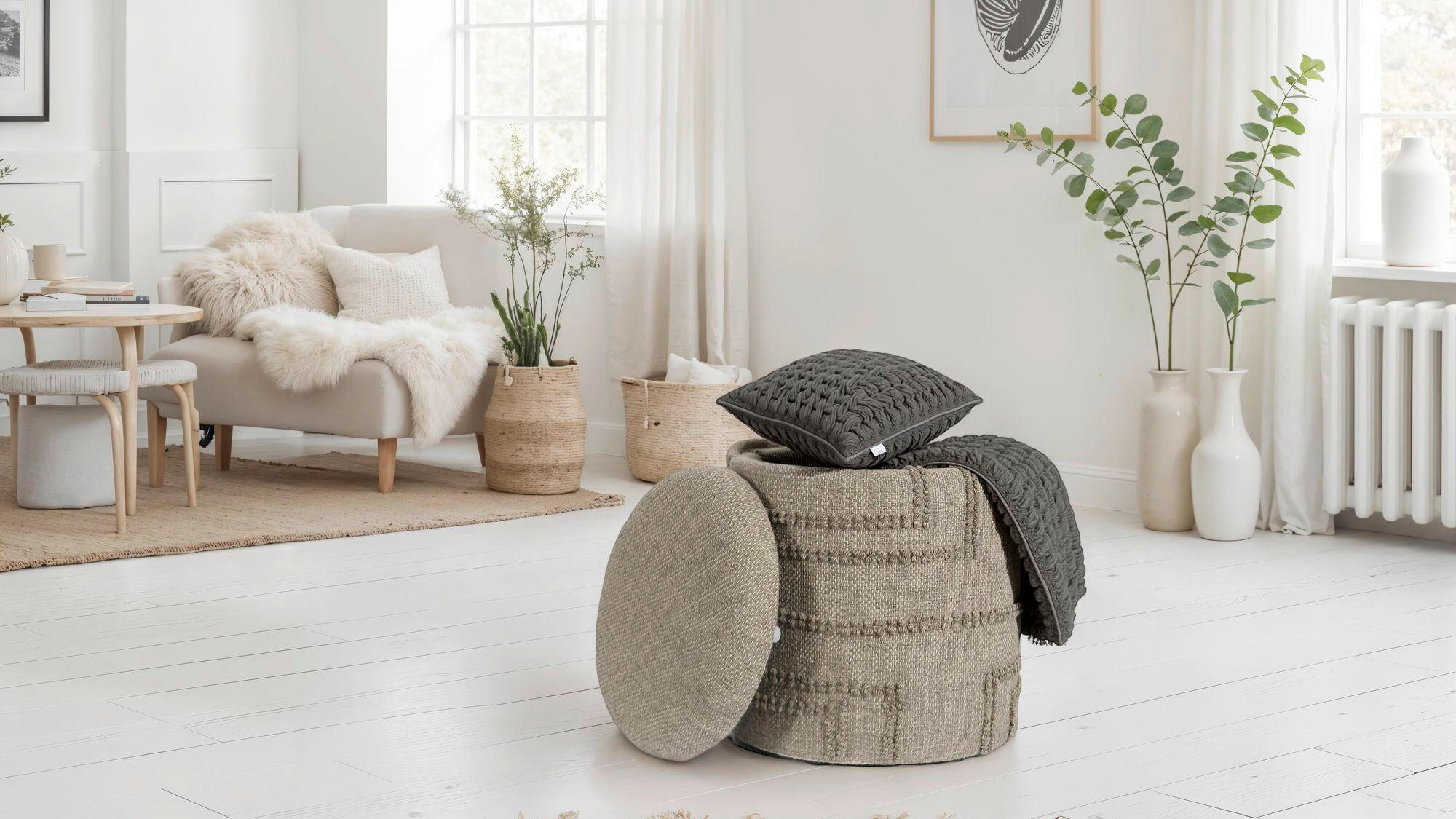 HOCKER Braun  - Braun, Design, Textil (40/45/40cm) - MID.YOU