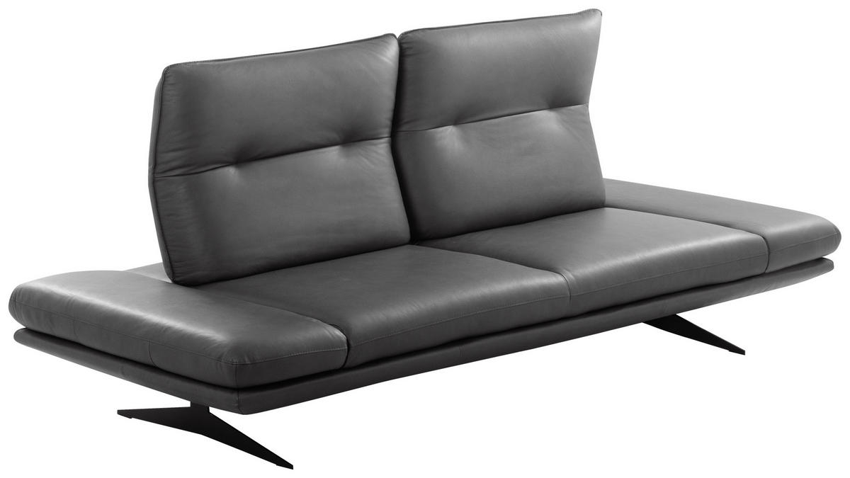 3-SITZER-SOFA 238/95/107 cm  in Echtleder Dunkelgrau   - Dunkelgrau/Schwarz, Design, Leder/Metall (238/95/107cm) - Celina Home