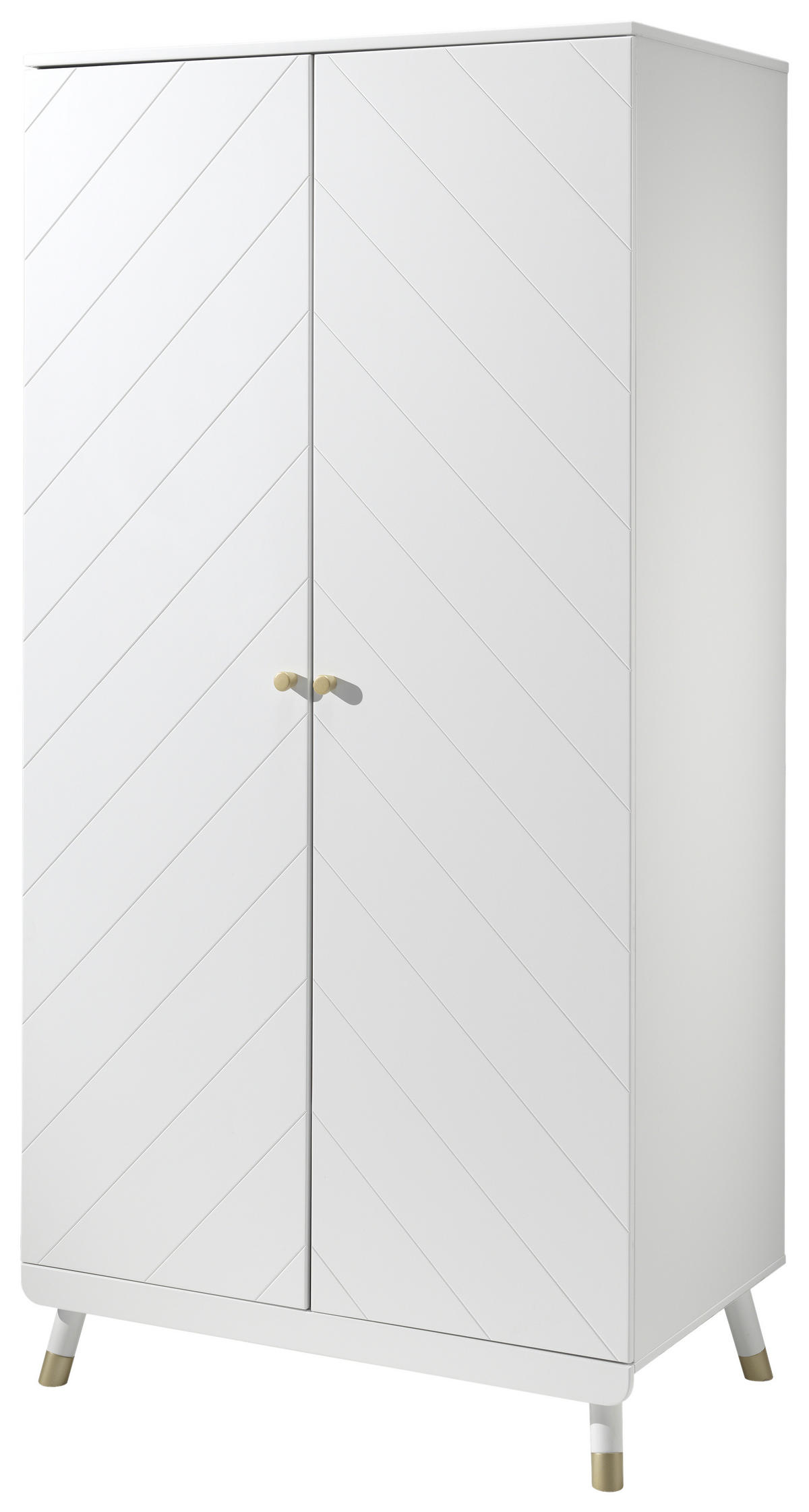 DREHTÜRENSCHRANK 2-türig Weiß  - Goldfarben/Weiß, MODERN, Holzwerkstoff/Kunststoff (100/200/59cm) - MID.YOU