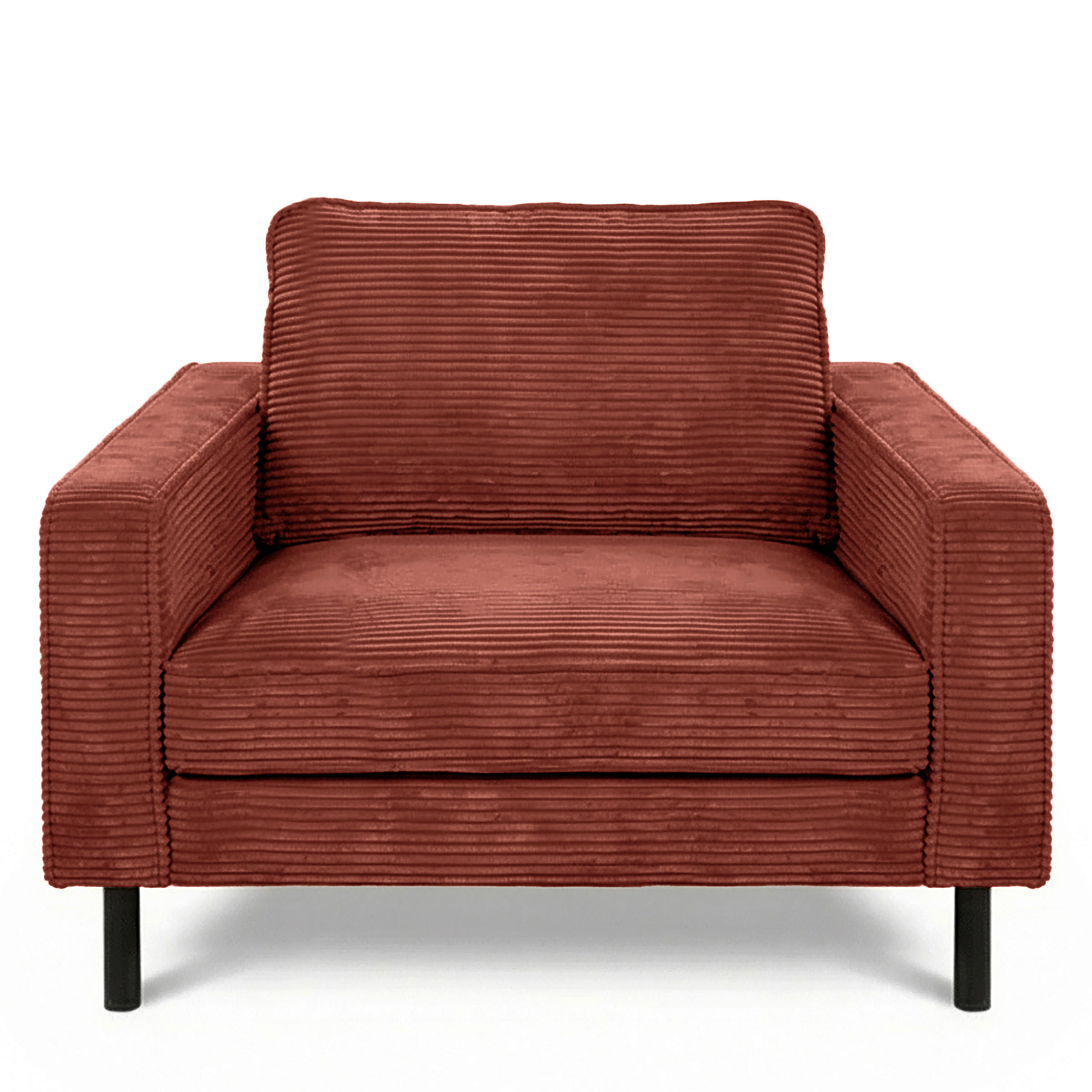 SESSEL in Cord Rot  - Rot/Schwarz, Design, Textil/Metall (88/85/92cm) - Livetastic