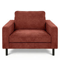 SESSEL in Cord Rot  - Rot/Schwarz, Design, Textil/Metall (88/85/92cm) - Livetastic
