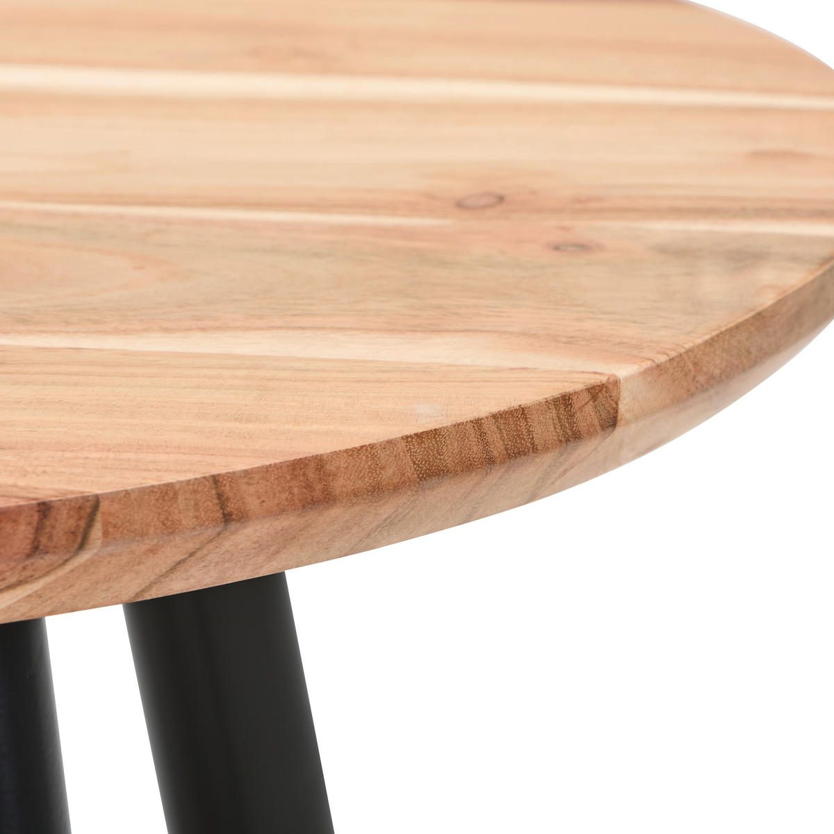 COUCHTISCH Akazie Hartholz rund Schwarz, Akaziefarben  - Schwarz/Akaziefarben, Natur, Holz/Metall (60/60/45cm) - Livetastic