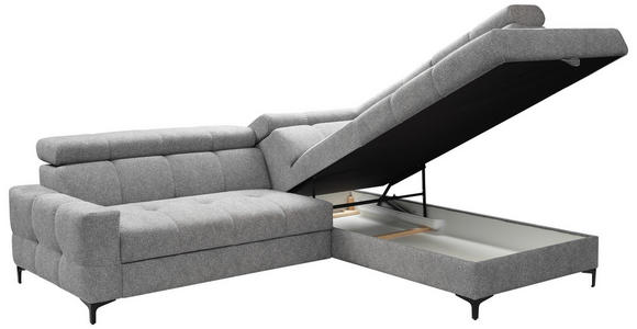 ECKSOFA Grau Struktur  - Schwarz/Grau, MODERN, Textil/Metall (254/212cm) - Carryhome