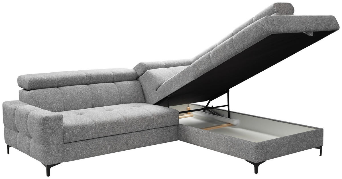 HÖRNSOFFA i struktur grå  - svart/grå, Modern, metall/textil (254/212cm) - MID.YOU
