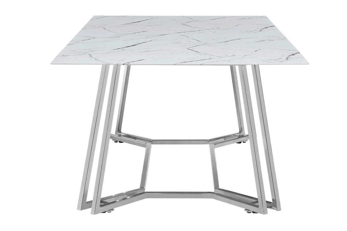 COUCHTISCH Sicherheitsglas 110/60/40 cm rechteckig Weiß, Chromfarben  - Chromfarben/Weiß, Design, Glas/Metall (110/60/40cm) - Livetastic