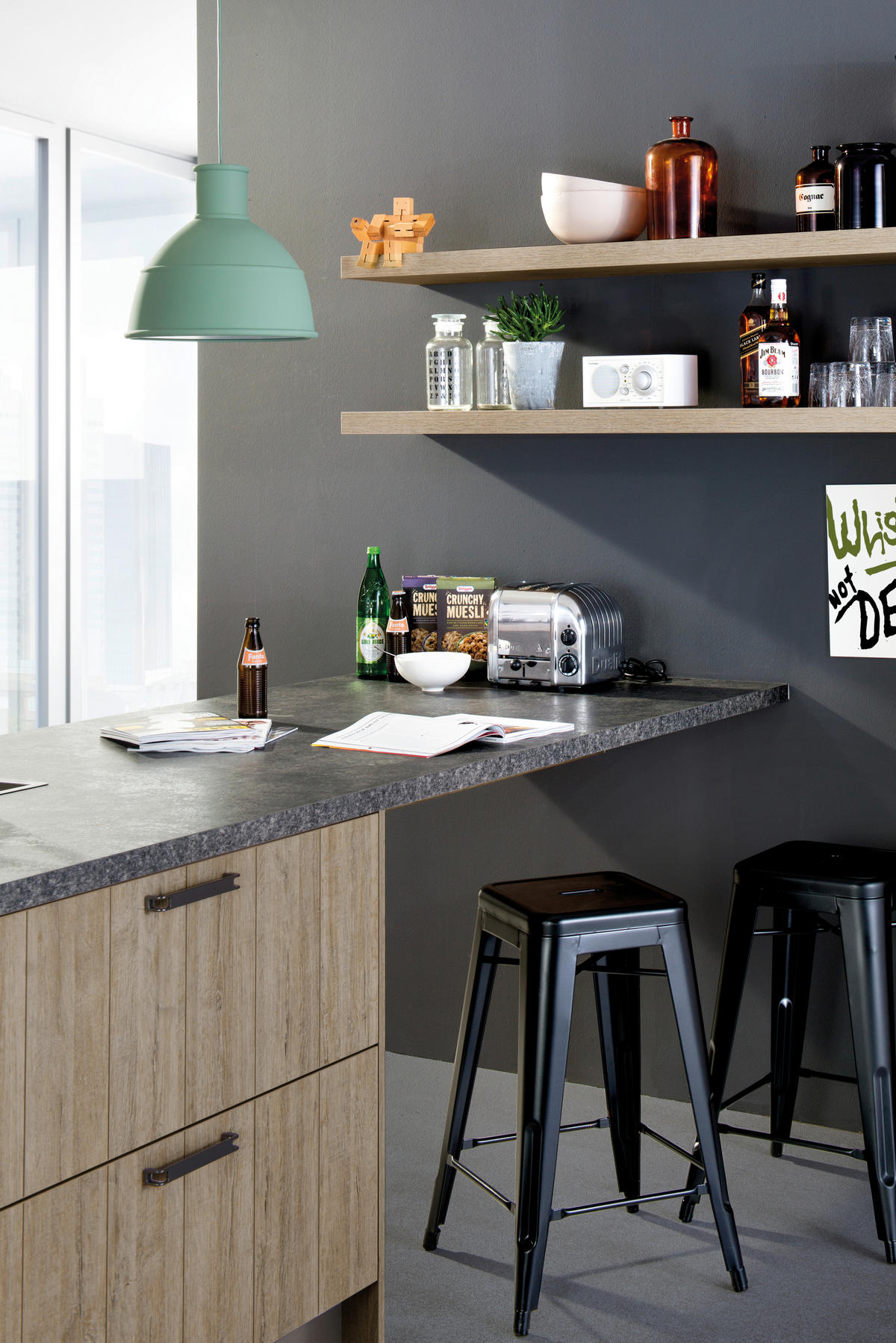 EINBAUKÜCHE  - Eichefarben, Design, Holzwerkstoff - Moderano